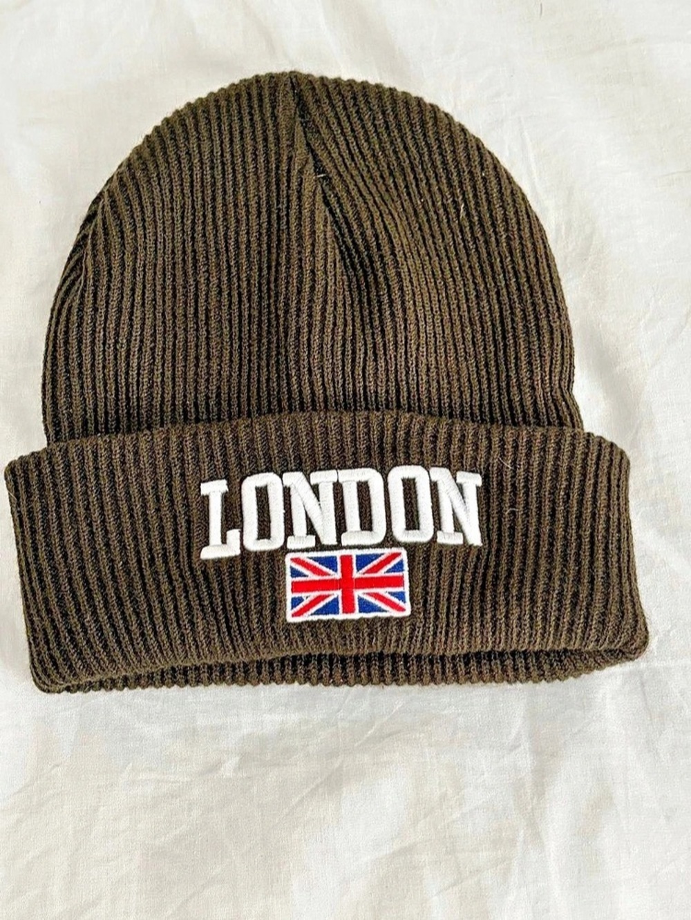 Royal Icons II London Union Jack Embroidered Beanie Brown Beanie